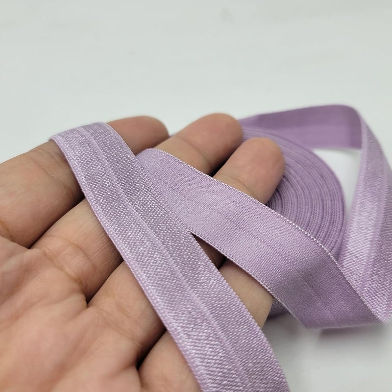 FAYADA Fold Over Elastic,5/8" Foldover FOE Trim Elastic Ribbon,Stretch FOE Band for Hair Ties Headbands Sewing Craft -5 Yards (Lavender) - Image 3